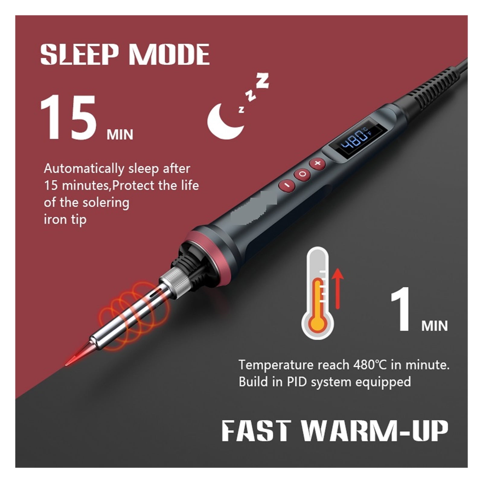 Electric Soldering Iron,Digital Temp Adjustment Automatic Sleep Internal Thermal Ceramic Heating,Electronic Welding Tools