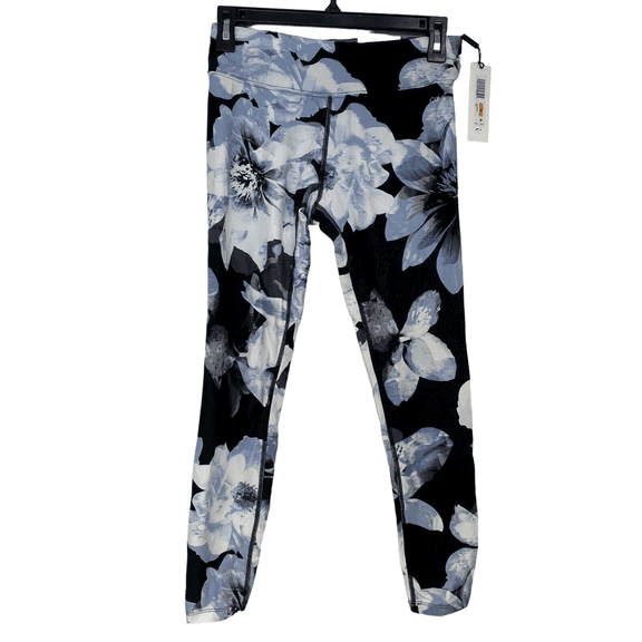 Calvin Klein Womens Flora Black Blue Camo-Print Mid Rise 7/8 Leggings Size S $59