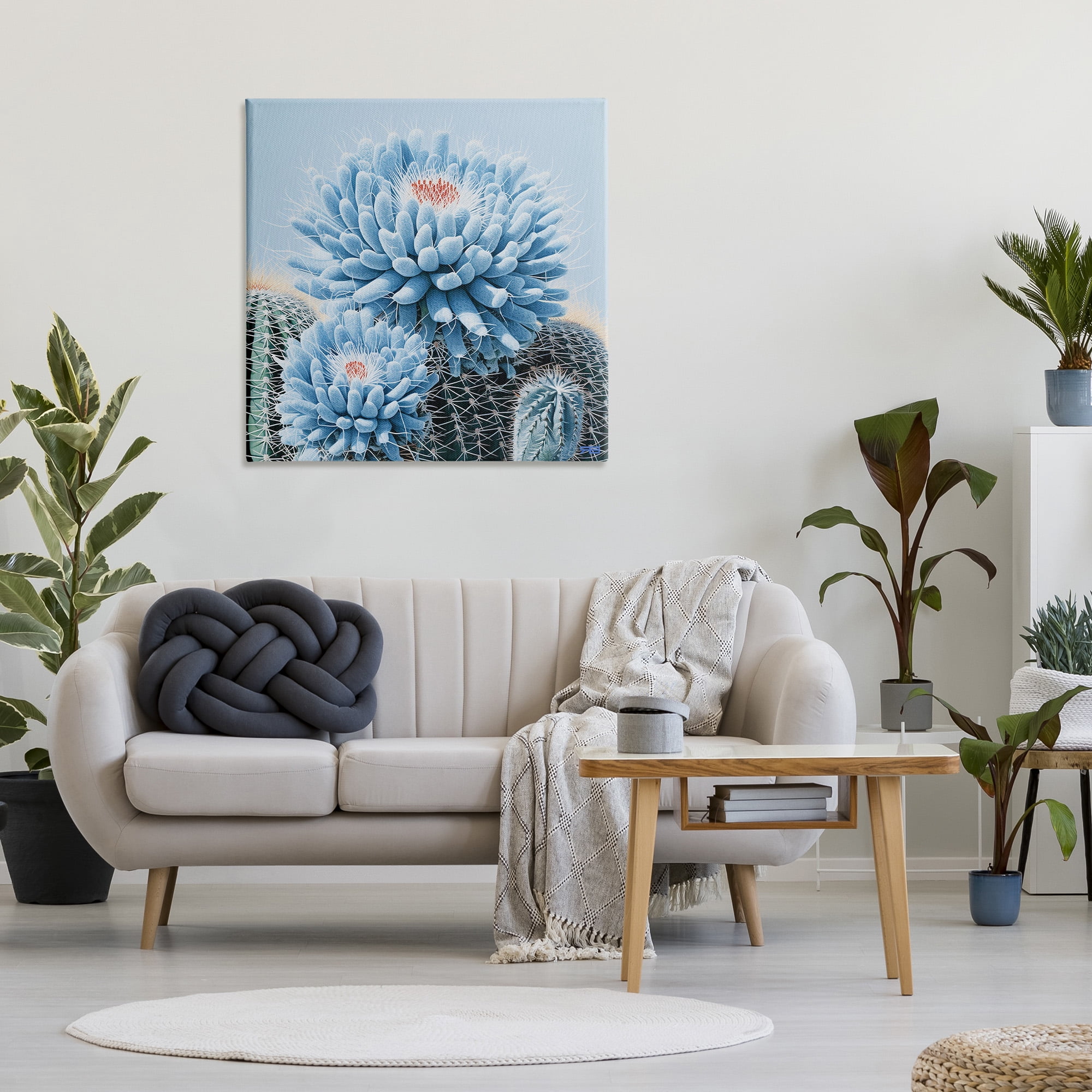 Stupell Industries Blue Cactus Botanicals Botanical & Floral Painting Gallery Wrapped Canvas Art Print Wall Art, 36 x 36