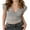 Gray, variant on Michellecmm Women's Lace Sheer Crop Tops Cap Sleeve Wrap V-Neck T-Shirt