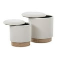 thumbnail image 5 of LumiSource Natural Wood, Cream Fabric Marla Nesting Ottoman Set, 5 of 8