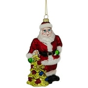 Northlight 5.75" Classic Santa with Tree Hanging Glass Christmas Ornament