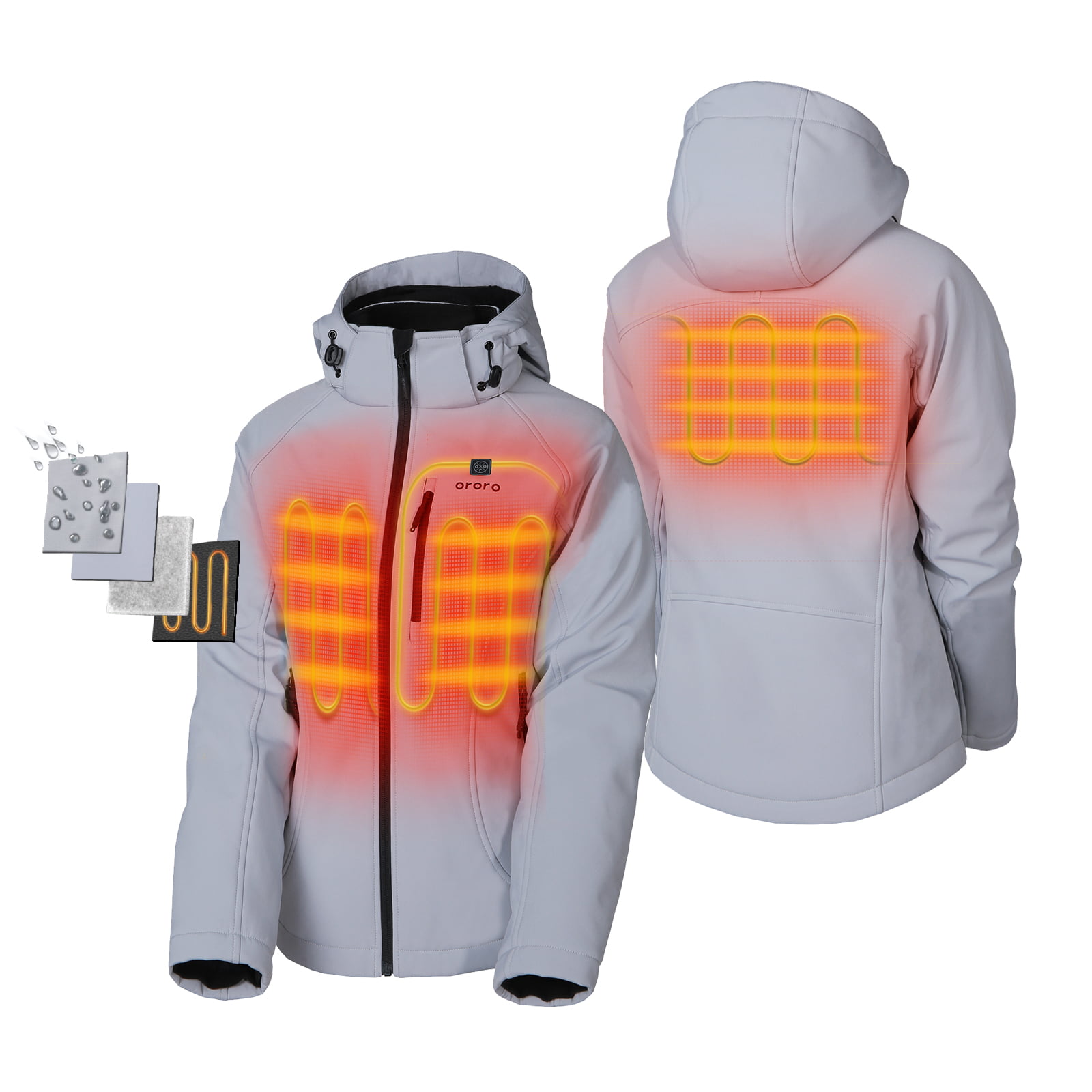 Aunroaa Heated Jacket Womens Slim Fit Coat with 14400 mAh Battery Pack and Comfortable Hood