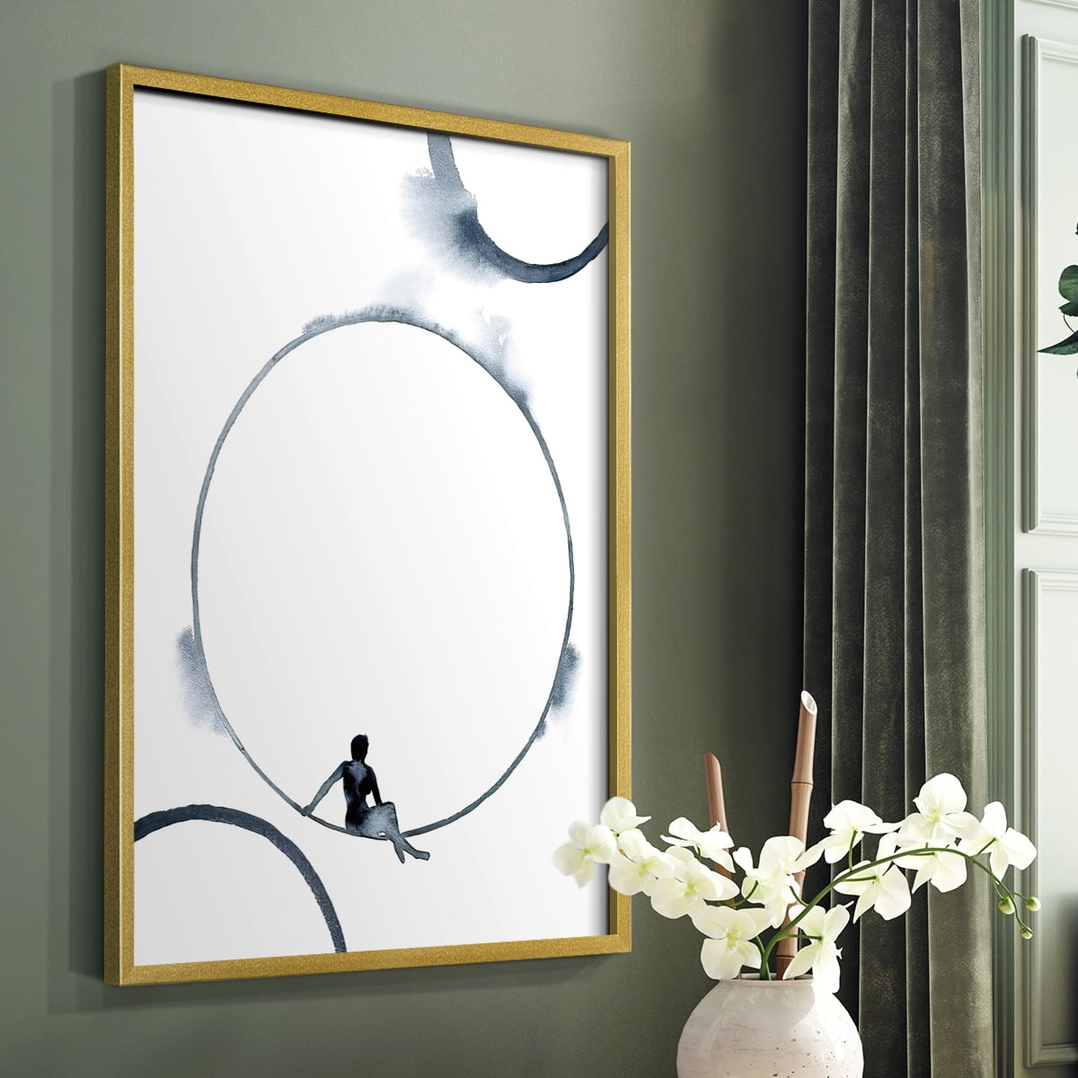 Woman in the Moon II Framed Print - Solid Wood in Single Picture Frame Solid Wood 2 Framed Print