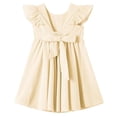 thumbnail image 4 of Abtuhar Girls Summer Short Sleeve Round Neck Dress Solid Color Bow Ruffle Sleeve Backless, 4 of 4