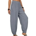 thumbnail image 3 of Niuer Plus Size Linen Pants For Women Summer Loose Pants Oversized Harem Trousers Loungewear, 3 of 4