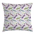 thumbnail image 1 of Dragonfly Throw Pillow Cushion Cover, Abstract Bugs with Indian Hippie Style Sketchy Flowers Artwork, Decorative Square Accent Pillow Case, 20 X 20 Inches, Purple Green and Light Blue, by Ambesonne, 1 of 1
