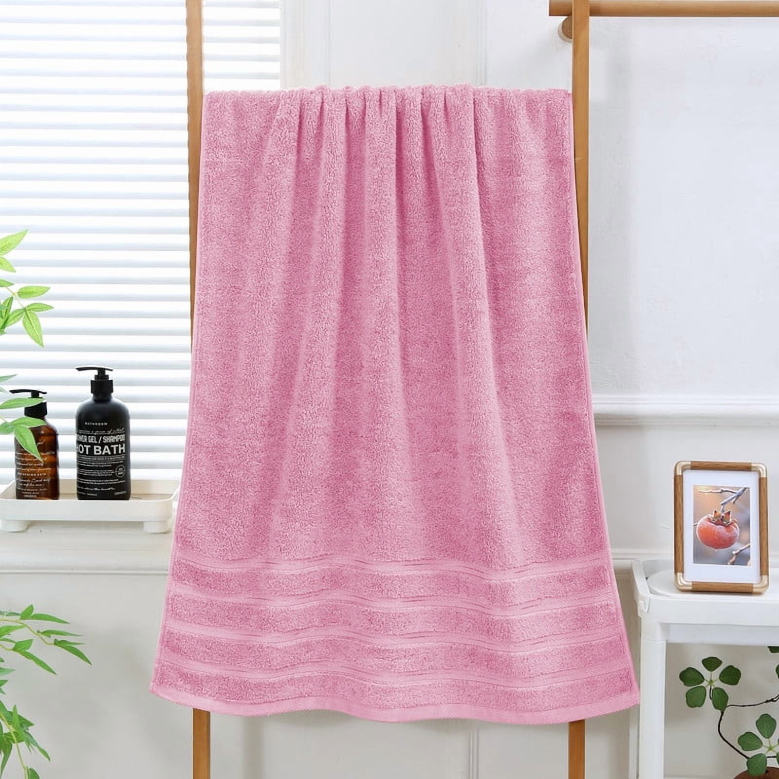 JML Pink Bath Towel Set of 8 Pieces - Cotton Blend Highly Absorbent Towels for Bathroom, 2 Soft Bath Towels, 2 Hand Towels, 4 Washcloths