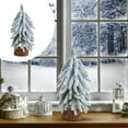 thumbnail image 3 of BNNG Snow Tabletop Christmas Trees, Snow Flocked Mini Tabletop Pine Trees with Wooden Base,Artificial Desk Christmas Trees for Xmas Holiday Home Party Table Decorations, 3 of 4