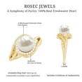 thumbnail image 5 of Rosec Jewels White Pearl Ring with Diamond Halo for Women (8 MM, AAA Grade), 10K Yellow Gold, US 9.50, 5 of 6
