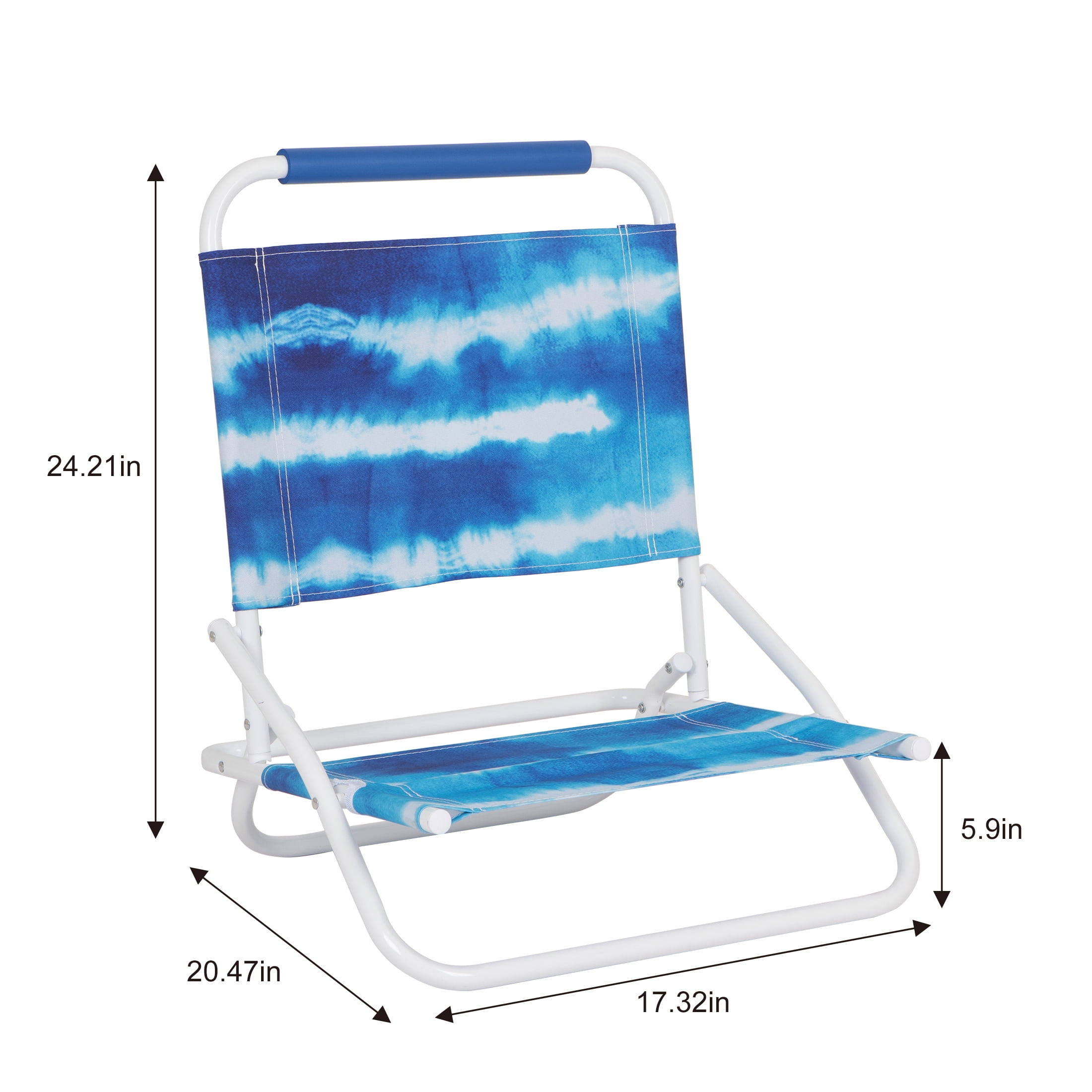Mainstays Folding Beach Sand Chair Blue Tie Dye