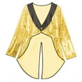 thumbnail image 5 of TiaoBug Woman's Magician Costume Tailcoat Tuxedo Jacket Sequins Long Sleeve Coat Circus Blazer Gold 3XL, 5 of 7