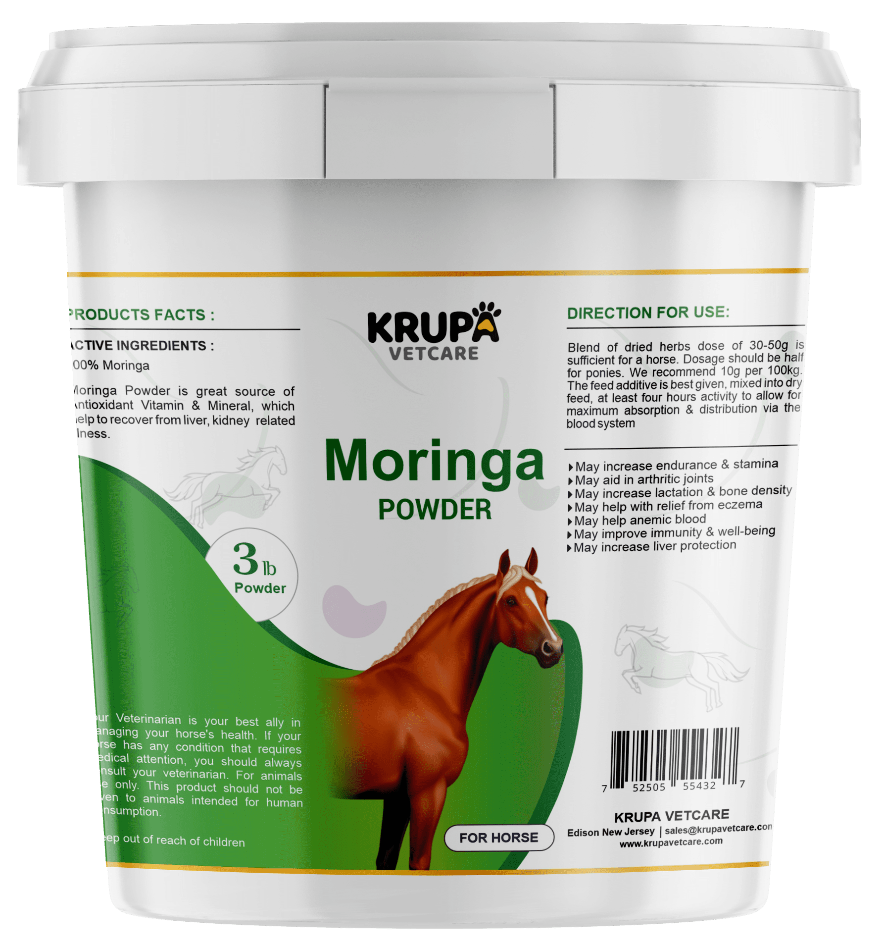 Moringa Powder For Horse boost immune system 3 LB by KRUPAVETCARE