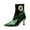 Emerald, variant on XYD Women Glossy Kitten Low Heel Ankle Boots Hole Patent Leather Square Closed Toe Booties Side Zipper Shoes Size 7 Red