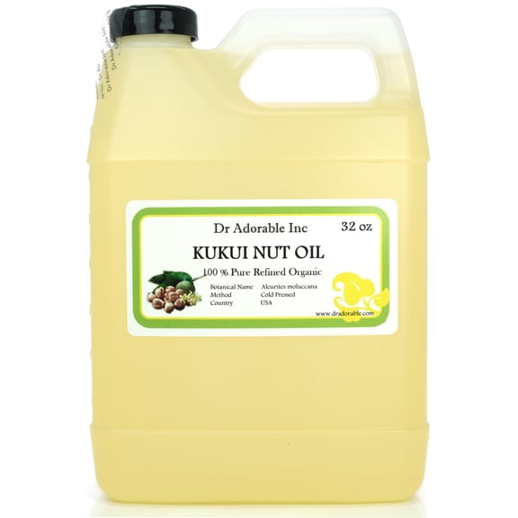 Dr Adorable - 32 oz - Kukui Nut Oil - 100% Pure Organic Cold Pressed Natural Hair Skin