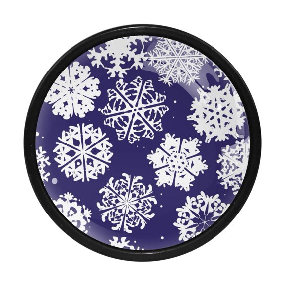 4 Pcs Blue Snowflake Knobs for Kitchen Cabinet Cupboard Dresser Bookcase Drawer Pulls Handles Round Home Decor