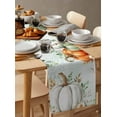 thumbnail image 3 of Table Runners 90 Inches Long Dress Scarves, Autumn Leaves Farmhouse Coffee/Dining/Kitchen Table Runner for Living Room, Thanksgiving Sage Green White Pumpkin 13x90 Inch, 3 of 7