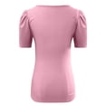 thumbnail image 7 of Sngxgn Women's Casual Short Sleeve T Shirts Ribbed V Neck Loose Fit Tee Summer Tunic Tops(Pink,M), 7 of 7