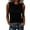 #424-Black, variant on Women's Hollow Out Blouse Round Neck Ribbon Detail Short Sleeve Slim Fitted Silhouette Fashion Trendy Daily Matching White Basic Bottom Top
