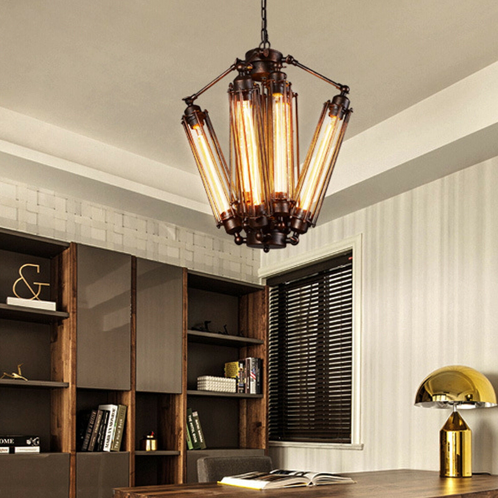 8-light Retro Chandelier Industrial Ceiling Light Dining Room Loft Pendant Lamp Retro Chandelier Steampunk Pendant Hanging Lamp Fixture Vintage Industrial Classic Chandelier Fluorescent Hanging Lamp