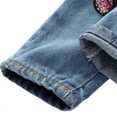 thumbnail image 6 of Eleanos Toddler Baby Girls 3D Butterfly Stretch Jeans Trousers Kids Floral Cartoon Denim Long Pants, 6 of 8