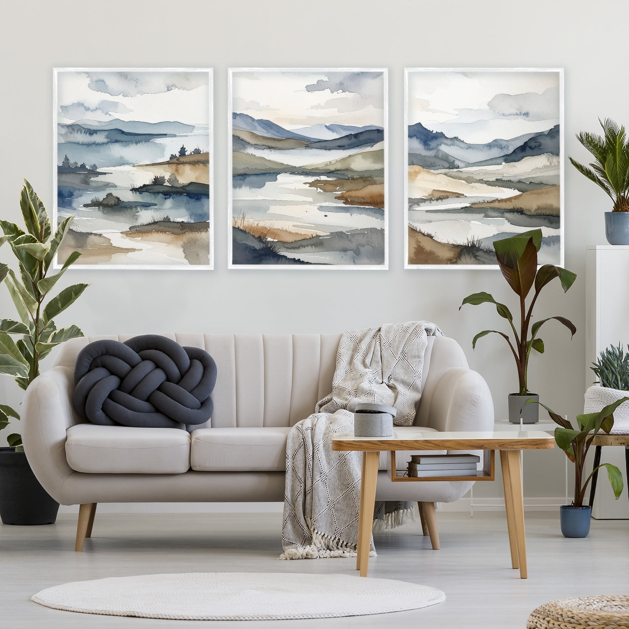 Stupell Industries Continuous Flow Of Water 3 Piece White Framed Giclee Art Set, design by Alonza Saunders