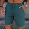 thumbnail image 5 of Besolor Men's Shorts Summer Casual Knee Length Elastic Waisted Drawstring Loose Workout Half Pants with Pockets(X-Large,Green), 5 of 7