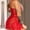 Red, variant on FRSASU Plus size Pajamas New Embroidered Mesh Lace Hollow Out Backless Nightdress Pajamas Red S(S)