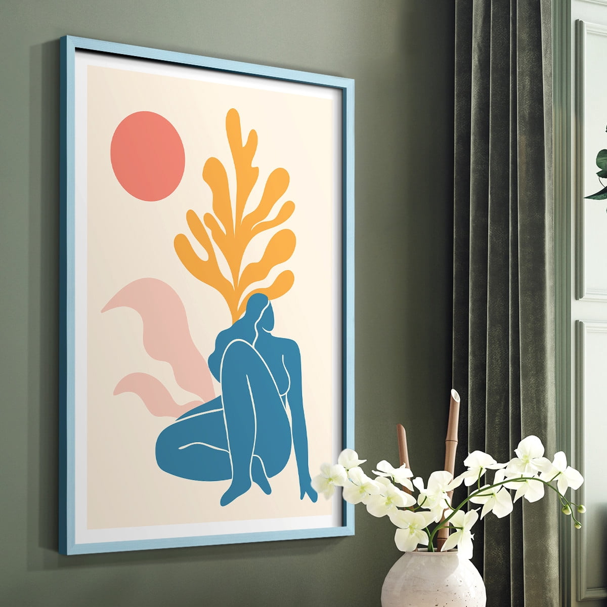 Matisse CCCXXI in Blue Solid Wood 22 x 28 Framed Print