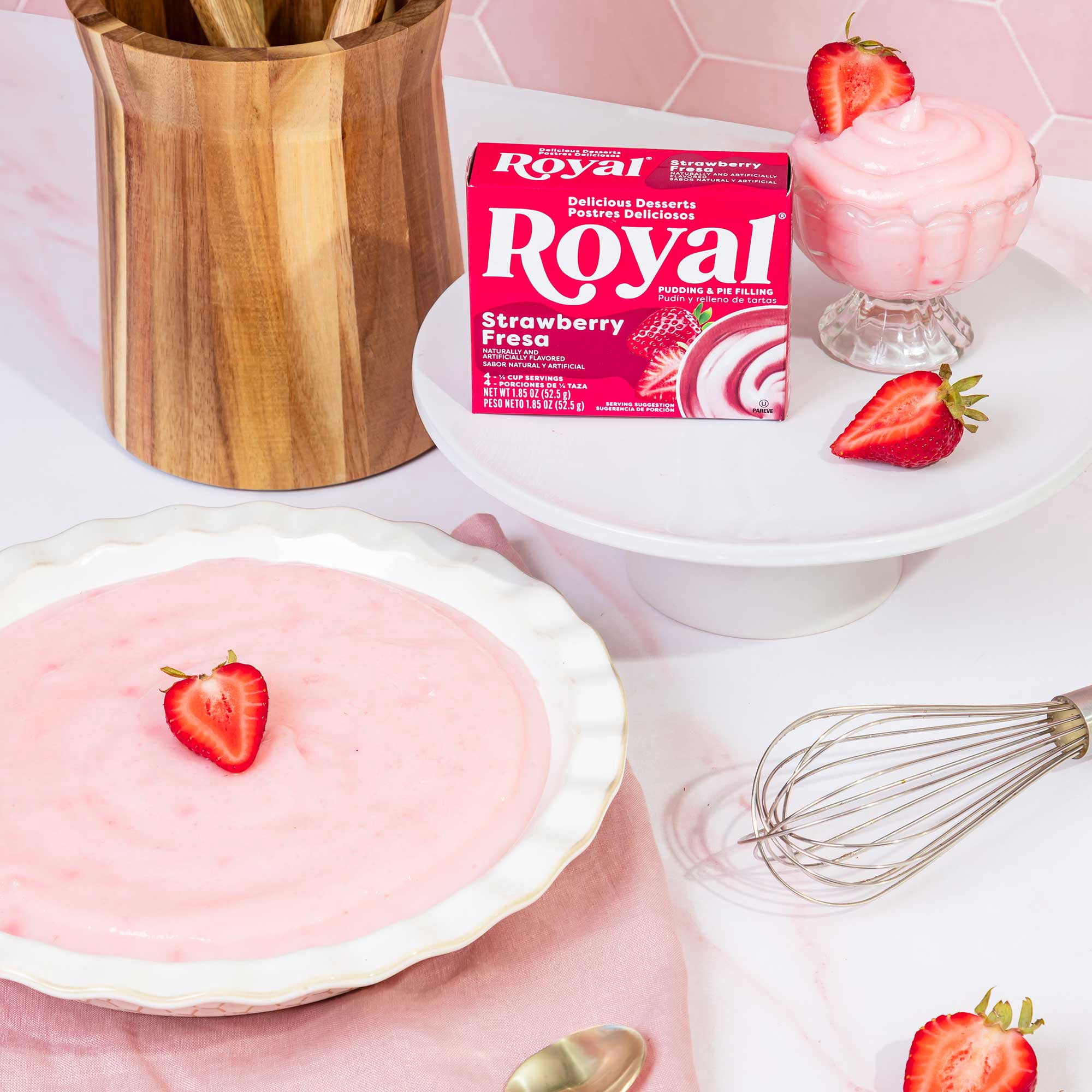 Royal Strawberry Instant Pudding Mix and Pie Filling, Fat-Free, 4 Servings, 1.85 oz Box