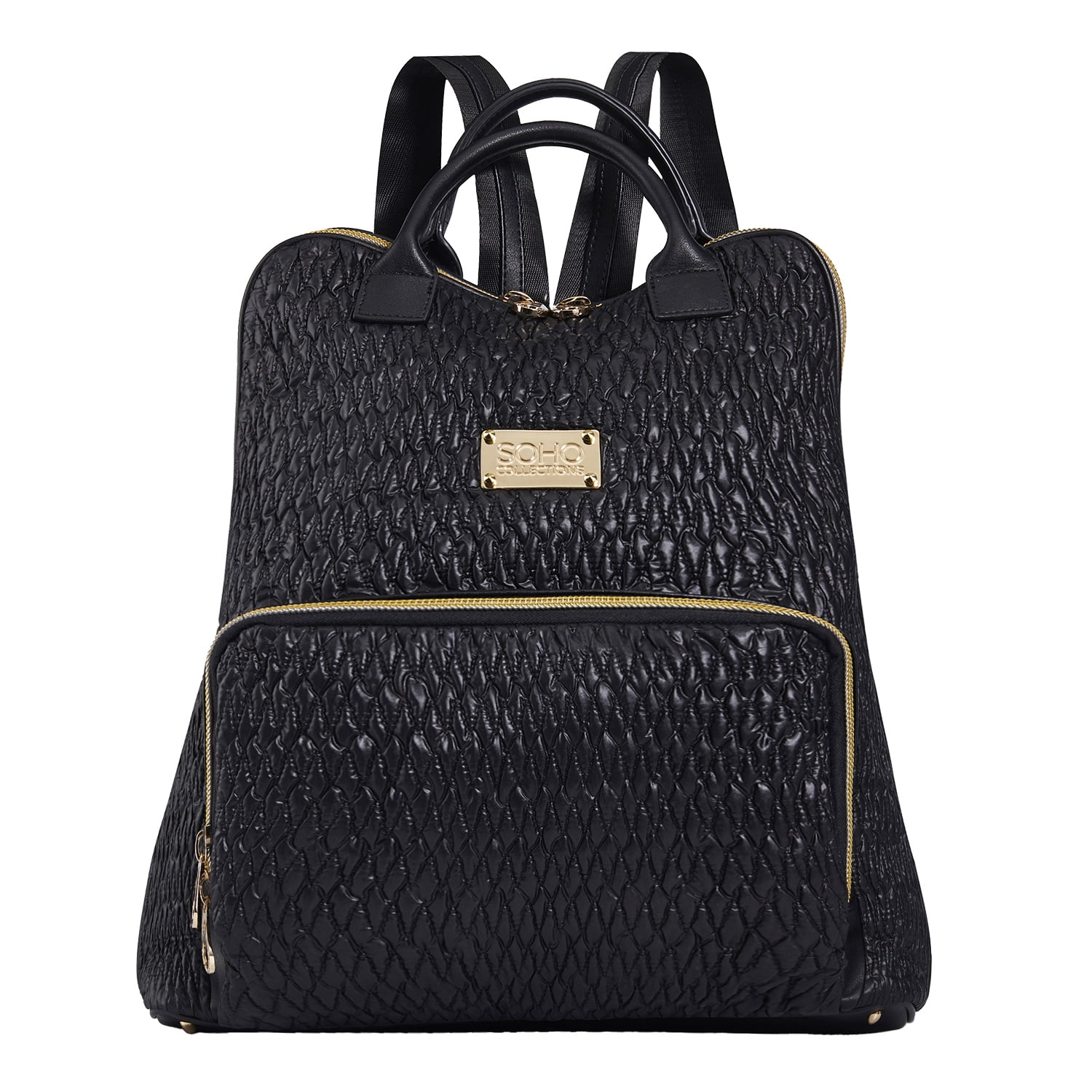 SoHo Backpack Diaper Bag, Springfield Vegan Leather, Black, 3 Piece Set