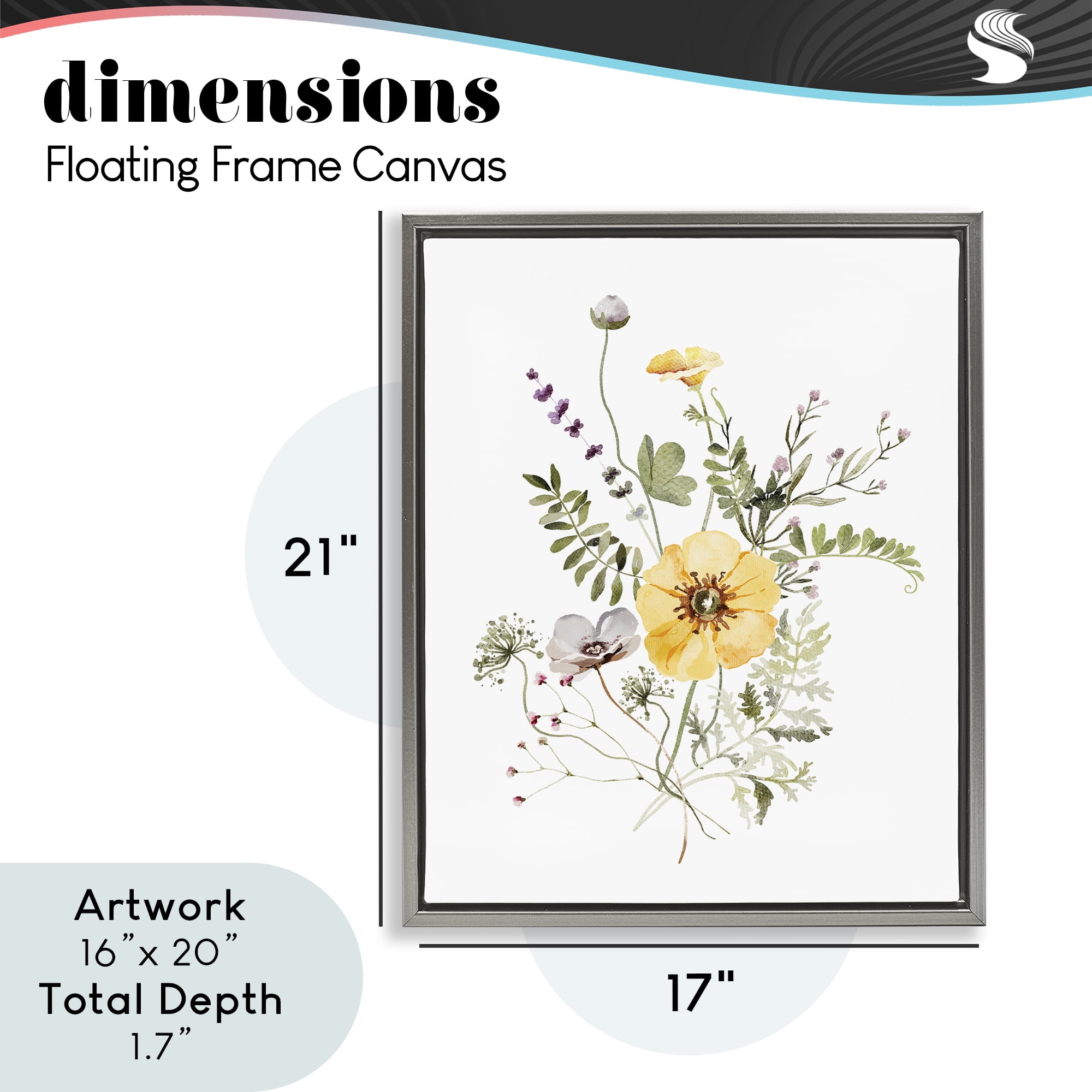 Gardening Herb Blooms Gray Framed Floater Canvas Wall Art, design by Lettered and Lined