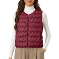 thumbnail image 2 of Women's Lightweight Down Vest, Sleeveless Quilted Puffer Jacket with Cotton Blend Shell, Warm Winter Insulated Vest, Slim Fit Casual Sleeveless Coat for Women, Cold Weather Thermal Vest Wine XXXXL, 2 of 4