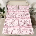 thumbnail image 2 of Manfei Western Cowgirl Cowboy Twin Sheet Sets for Teen, Cactus Plant Botanical Twin Fitted Sheet, Pink Rustic Horse Flat Sheet, Super Cozy Room Decor, 3-Piece, 2 of 7