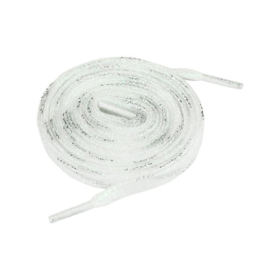 INSPIRE CHIC Glitter Shiny Flat Sneakers Shoelace Metallic Sparkling Shoe Laces Strings Silver 50cm/19.69"