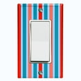 thumbnail image 1 of Metal Light Switch Wall Plate Outlet Cover (Vintage Red Teal Striped Wall - Single Rocker), 1 of 2