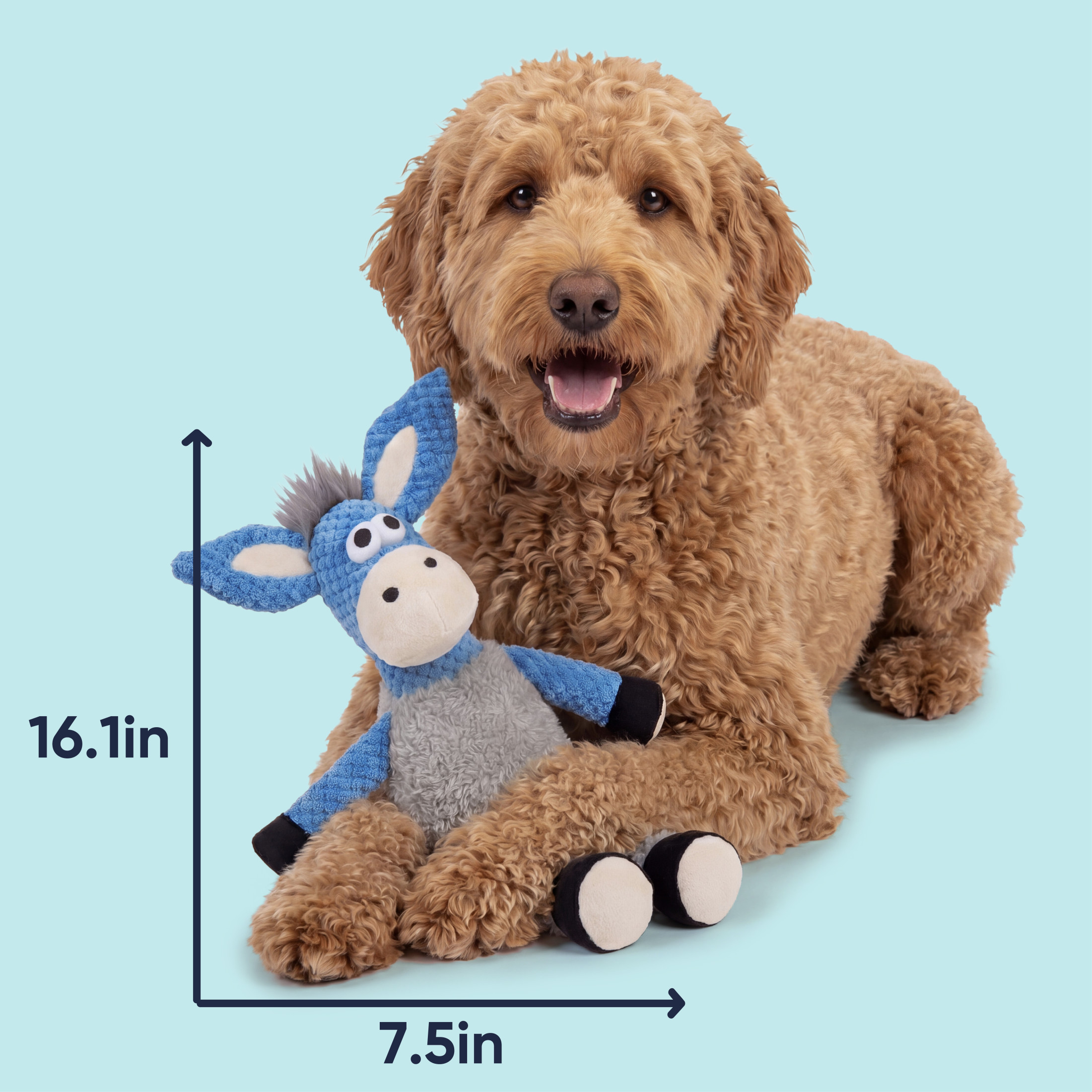 goDog Farm Friends Skinny Derby Donkey Squeaky Dog Toy, Plush with Chew Guard Technology, Medium, 1 Count