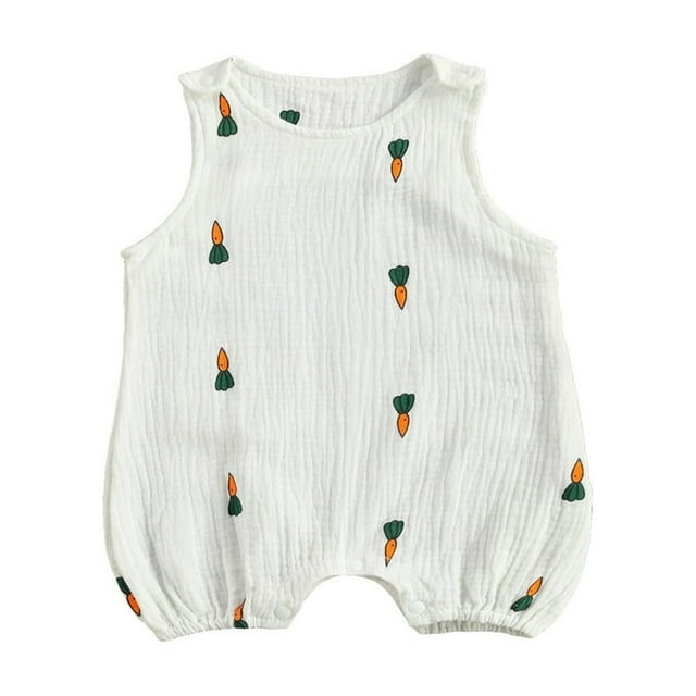 Été Bébé Garçons Filles Romper Sans Manches Cactus Impression Coton Lin Combinaisons Combinaisons Salopettes