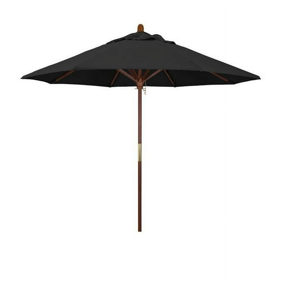 California Umbrella 9' Grove Series Patio Umbrella With Wood Pole Hardwood Ribs , 9', Black