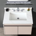 thumbnail image 2 of Bathroom 31" Vanity Top White - Sintered Stone With Middle Rectangular Sink And 4-inch Backsplash Top, 31 Inch 4" Undermount Sink, To Water Splashes, 2 of 6
