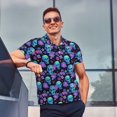 thumbnail image 4 of Fotbe purple flower blue Skull Camiseta Polo de Golf para Hombre con Estampado – Camisa Deportiva Transpirable con Cuello Abotonado-Large, 4 of 6