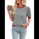 thumbnail image 3 of Suéteres Casuales de Verano para Mujer, con Cuello Redondo, Corta, A Rayas, de Punto con Bloques de Color, de Corte Alto y Moderno Negro y Rojo XL, 3 of 10