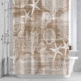 thumbnail image 2 of Brown Coastal Bathroom Shower Curtain, Nautical Starfish Jellyfish Coral Summer Waterproof Washable Soft Bath Curtain for Bathtub Decor with 12 Hooks&Grommet, 36x72 Inch, 2 of 9