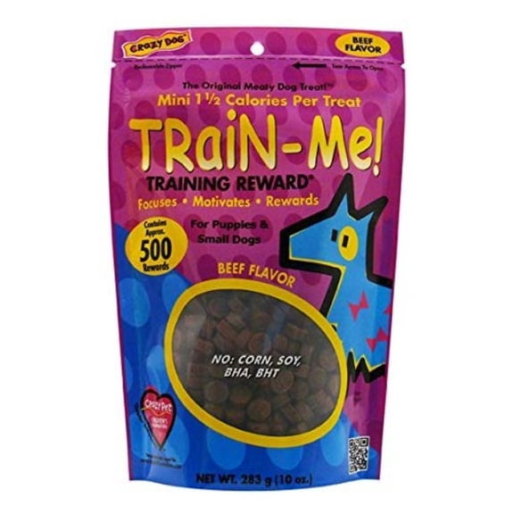 Crazy Dog Train-Me! Beef Mini Training Reward Treats (1 Pouch), 10 Oz