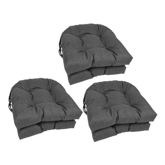 Blazing Needles 16-inch Solid Rounded Back Tufted Outdoor Chair Cushion, 16 x 16, Cool Gray 6 Count