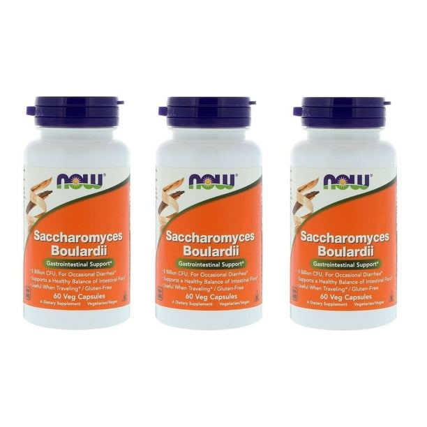 Now Foods Saccharomyces Boulardii, 60 Veg Capsules 3 Packs