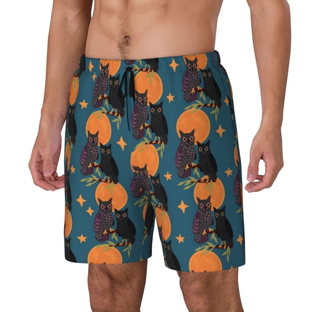 Balery Owls In Cartoon Style Bañador para hombre, shorts de playa de secado rápido con entrepierna y forro de compresión-Medium