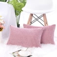 thumbnail image 2 of PiccoCasa Throw Pillowcase Corn Striped Corduroy Cushion Covers Set of 2, Pink 12" x 18", 2 of 6