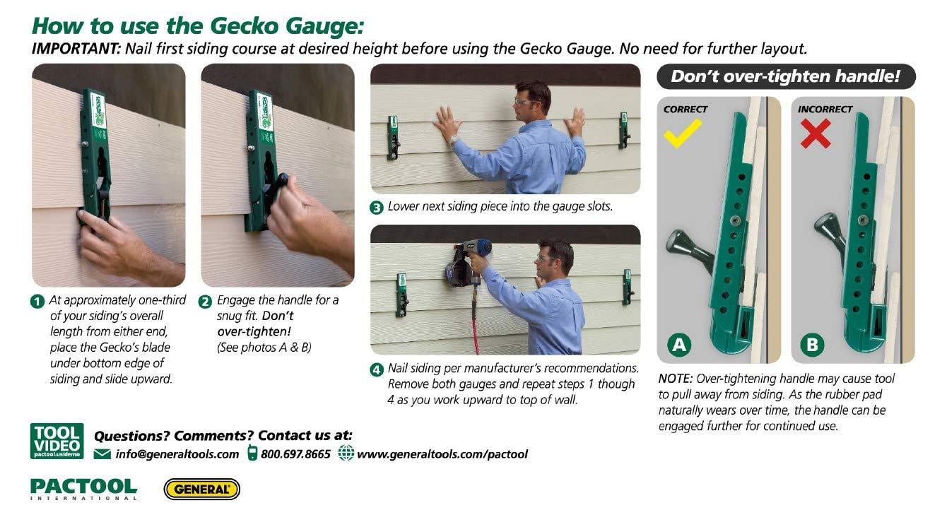 Fiber Cement Siding Installation Tool 1 Set PacTool International SA903 Gecko Gauge Two Pack 