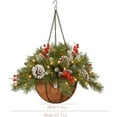 thumbnail image 2 of Pre-Lit Artificial Christmas Hanging Basket, Artificial Christmas Hanging Basket with LED String Lights, Christmas Tree Basket Frosted Pine Cones, Red Berry Clusters for Porch Front Door (2pcs), 2 of 7
